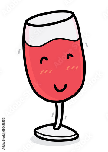 wine glass cartoon / vector and illustration, hand drawn style, isolated on white background.