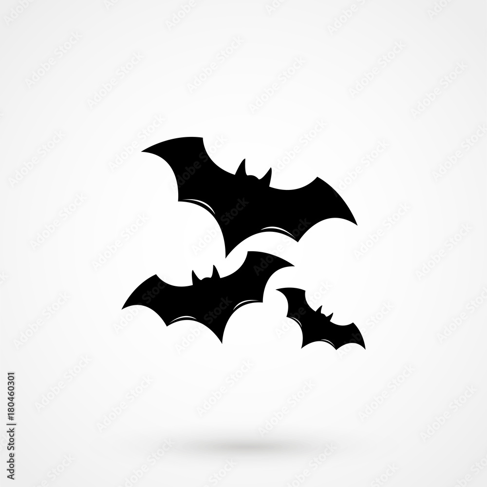 Bats icon isolated on white background. Halloween symbol. Vector illustration. Bats icon isolated on white background. Halloween symbol. Vector illustration.