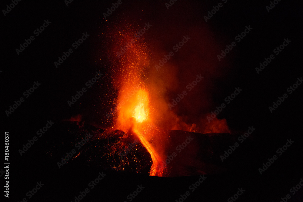 Eruption of Etna Volcano In Sicily 