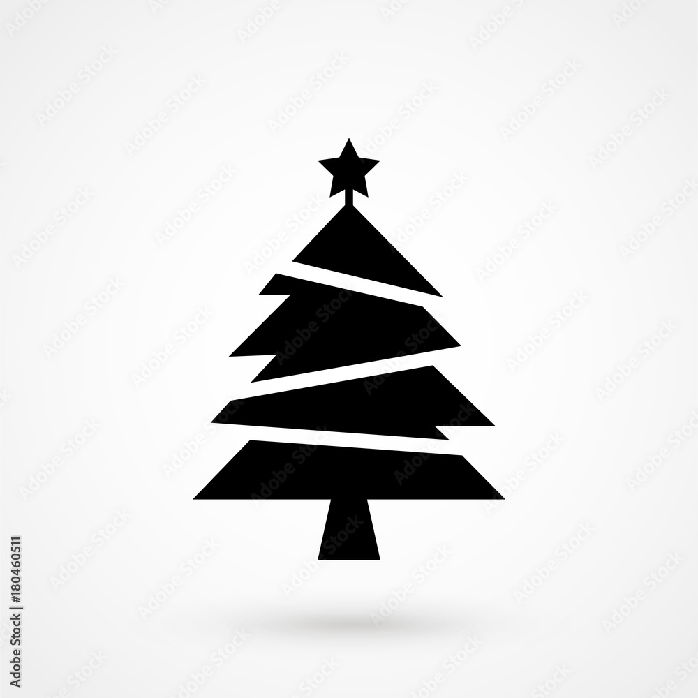 Christmas Tree Flat Icon On White Background