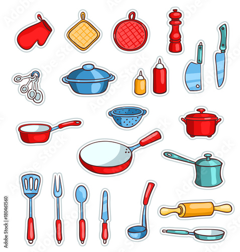 Set of cartoon kitchen ware