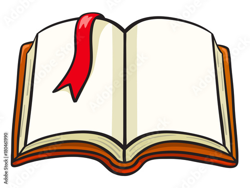 Cartoon book with a red bookmark