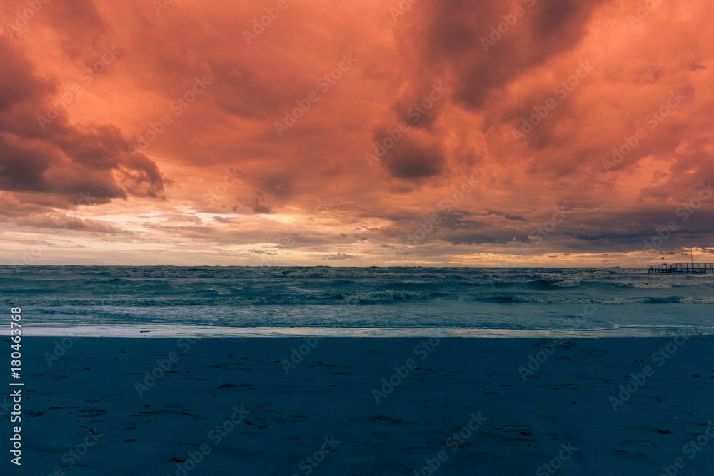beach and sea at sunset