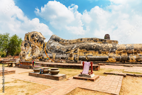 Reclining Buddha at Wat Lokayasutharam in Ayutthaya, Thailand photo
