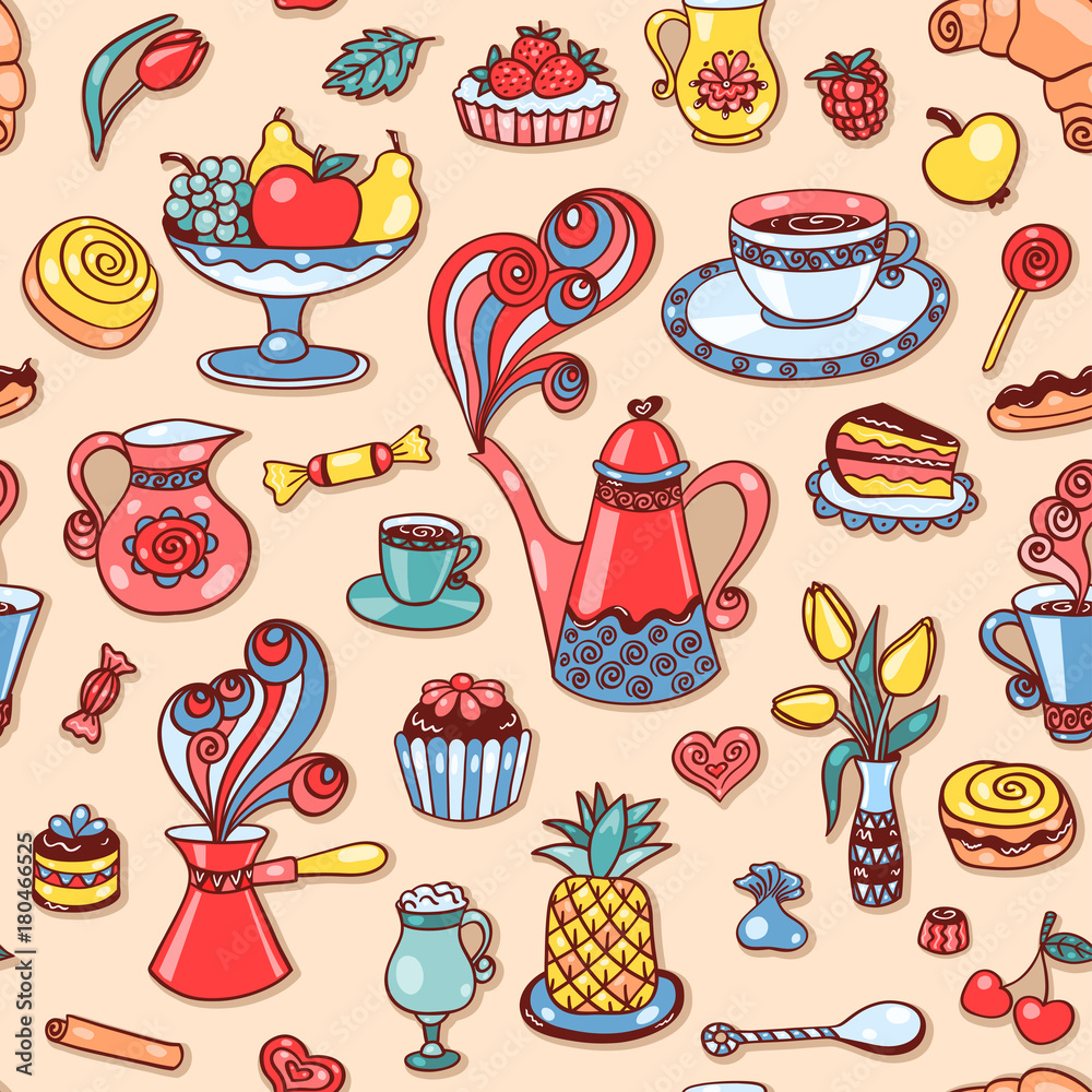 Beautiful breakfast seamless pattern Beautiful breakfast seamless pattern