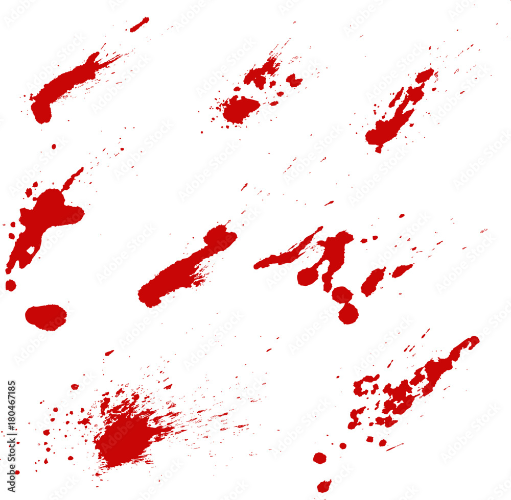 Set of blood splashes isolated on white background. Vector design element