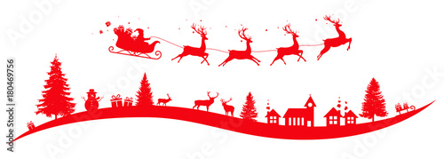 Christmas border with sleigh