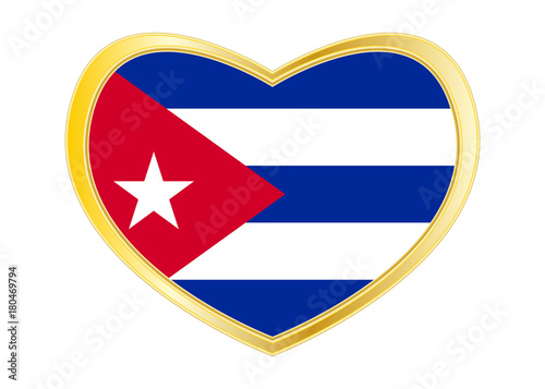 Free Download Flag of Cuba in heart shape, golden frame - GFXLoad