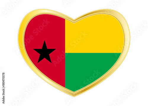 Flag of Guinea-Bissau in heart shape, golden frame photo