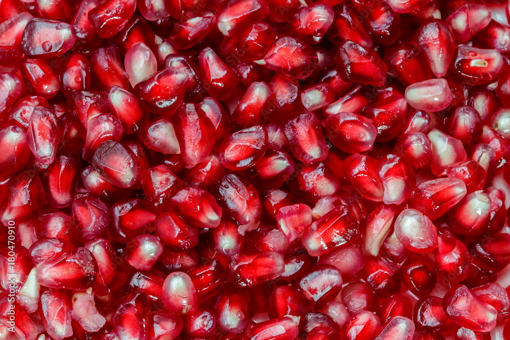 Full frame shot of fresh, red pomegranate seeds Full frame shot of fresh, red pomegranate seeds
