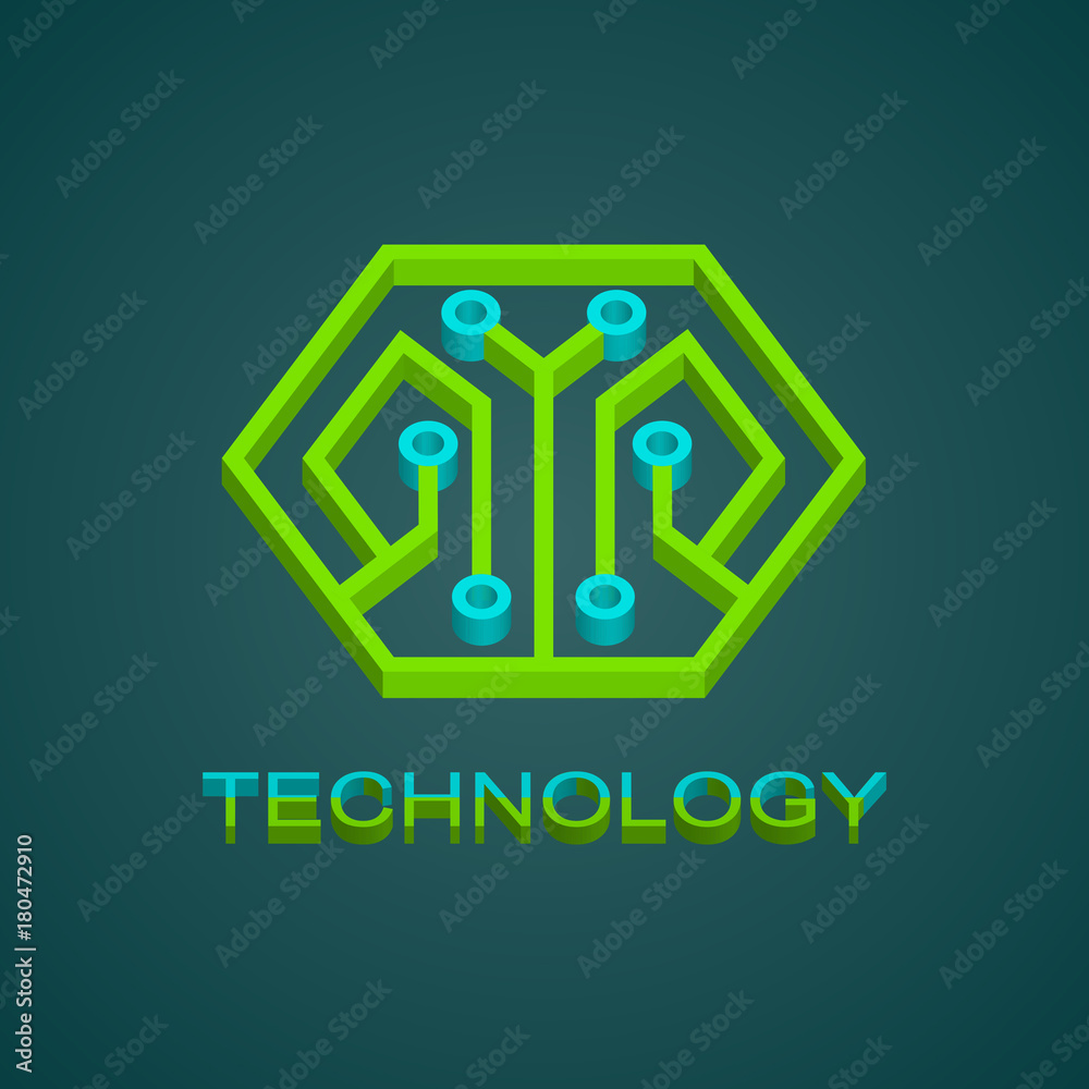 Circuit board, technology icon, vector illustration Circuit board, technology icon, vector illustration