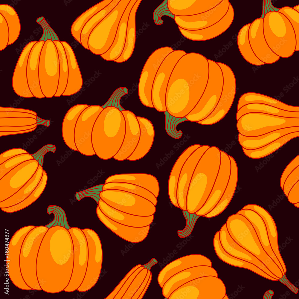 Vector cartoon seamless pattern with pumpkin Vector cartoon seamless pattern with pumpkin