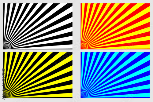 Rays - abstract striped background - vector set