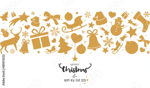 Christmas card with golden decorations