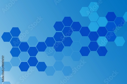 blank hexagonal shaped pattern background, science, health care and medical technology concept, blue color tone