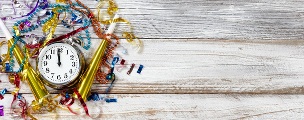 Midnight New Year Celebration with party objects