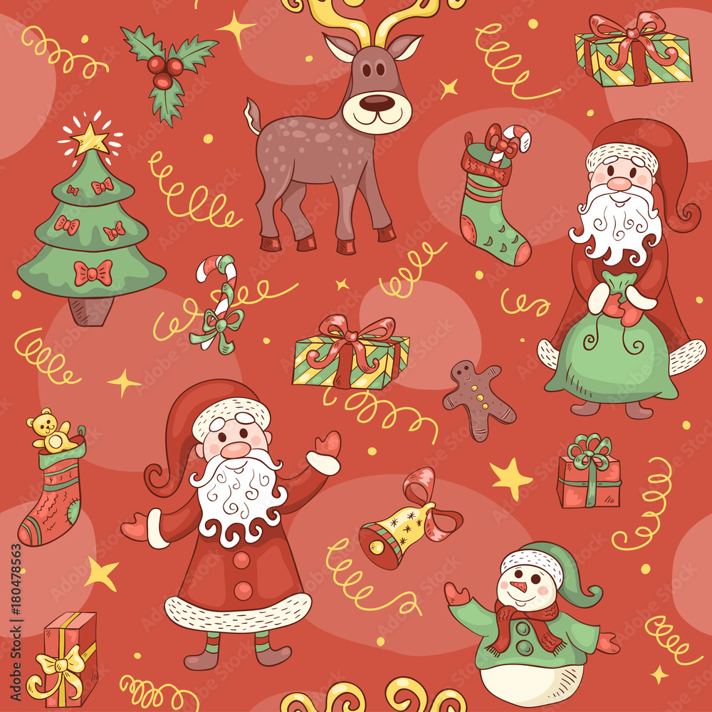 Red christmas seamless pattern. Red christmas seamless pattern.