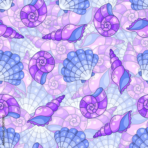 Difficult cockleshells seamless pattern blue