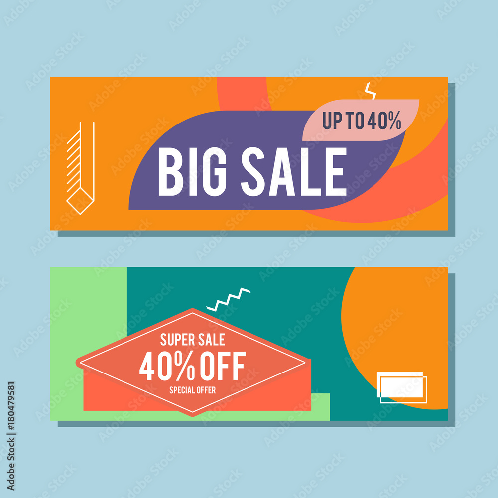 Obraz premium Big Sale modern banner in the Memphis style