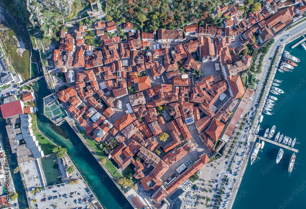 Old town of Kotor aerial view