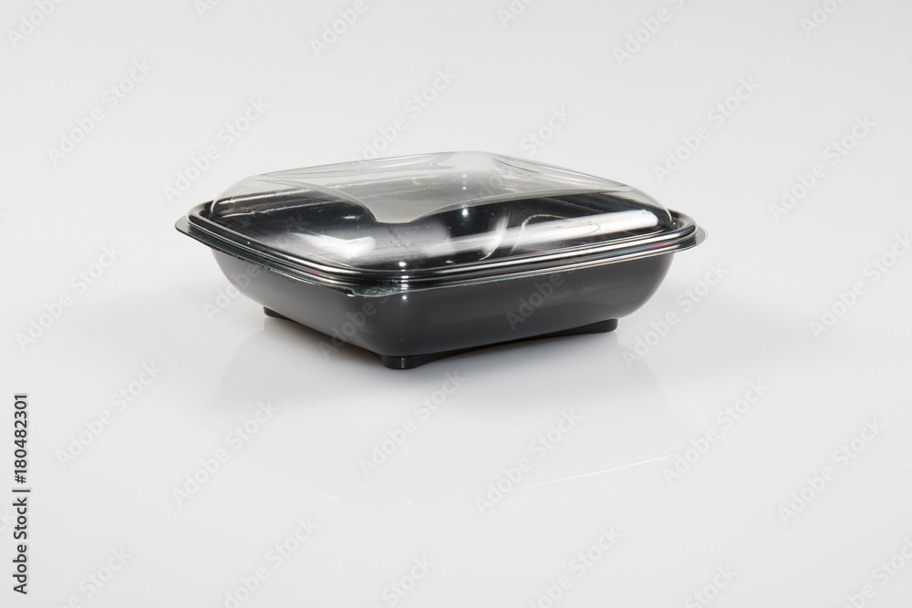 Empty transparent plastic storage box of food package isolated on white background with clipping path Empty transparent plastic storage box of food package isolated on white background with clipping path
