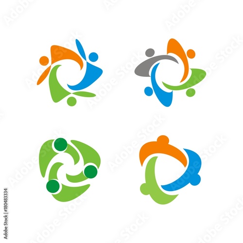 Abstract human figure with circular position, adoption, care, teamwork, community, supporting theme, designed based in vector format