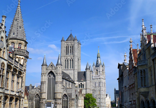 Saint Bavo's Cathedral with another Stunning Vintage Buildings in Ghent, Belgium 