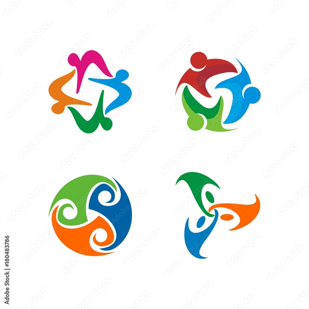 Abstract human figure with circular position, adoption, care, teamwork, community, supporting theme, designed based in vector format