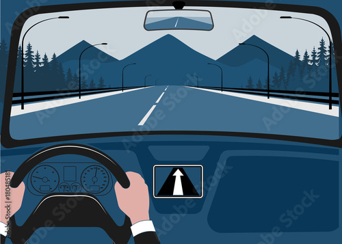 man after the helm of car, kind from a salon vectorial illustration