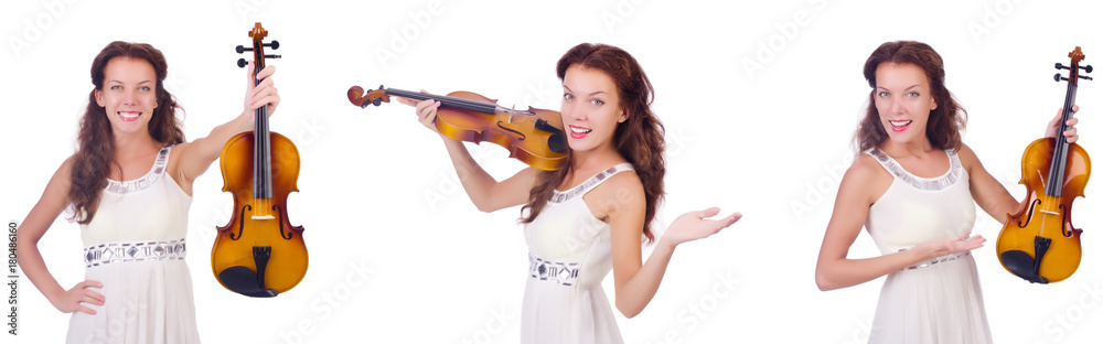 Woman playing violin isolated on white background Woman playing violin isolated on white background