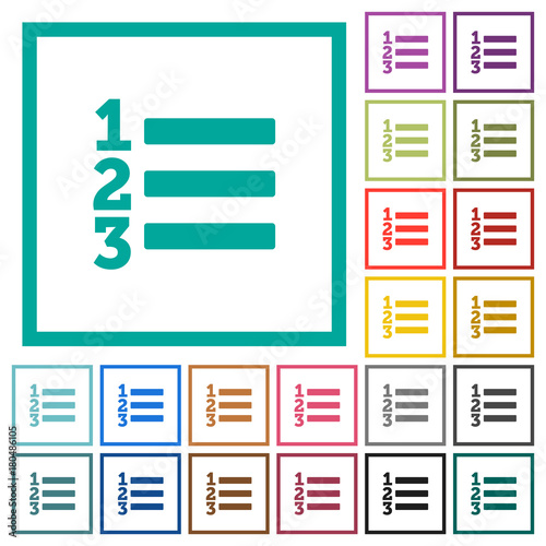 Ordered list flat color icons with quadrant frames © botond1977