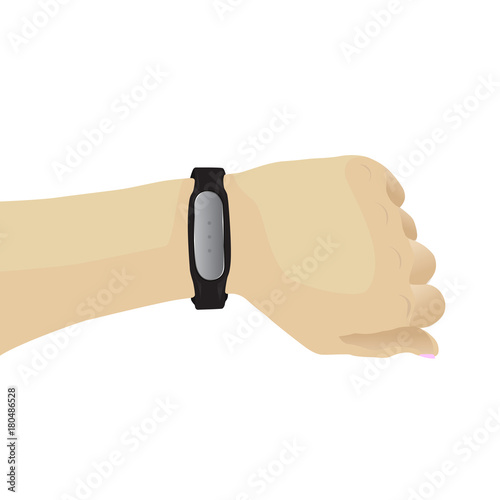 Wireless activity and sleep rubber wristband. Vector. Fitness heart rate tracker