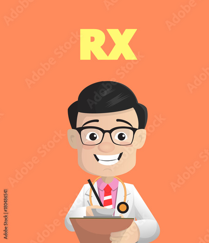Cartoon Doctor with Cardboard Vector