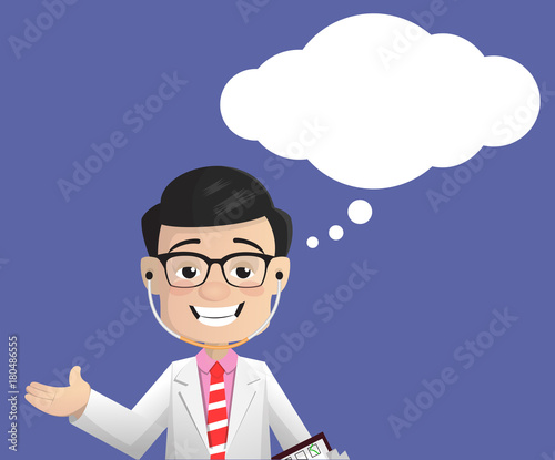 Happy Doctor with Thought Bubble Vector