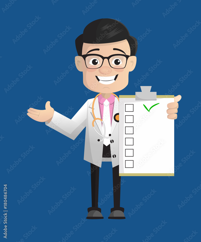 Cheerful Physiatrist Doctor Showing Medical Report List Vector Cheerful Physiatrist Doctor Showing Medical Report List Vector