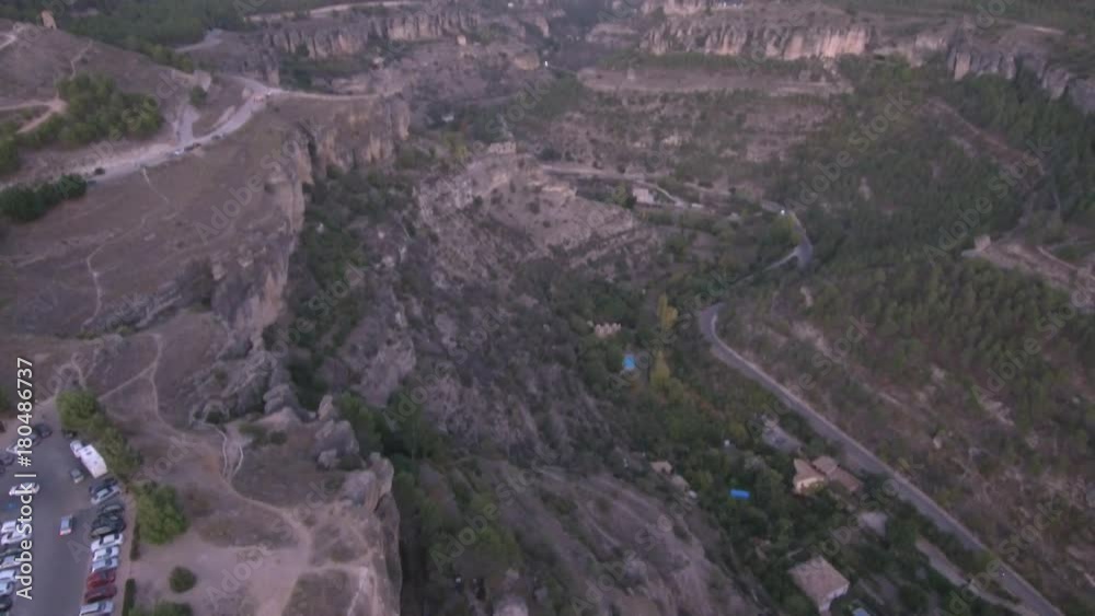 Spain. Aerial view in Cuenca. Unesco World Heritage site. 4k Drone Video