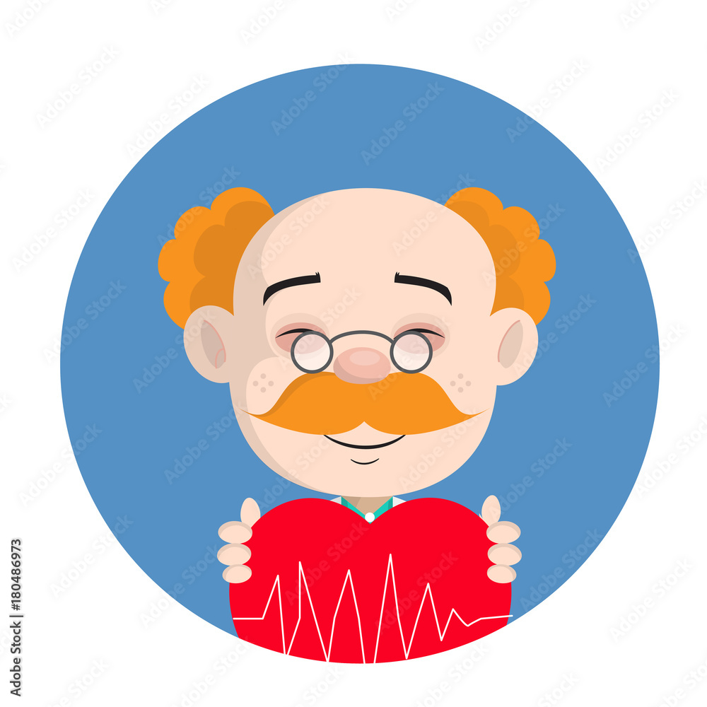 Smiling Cardiology Specialist with Heart Vector Smiling Cardiology Specialist with Heart Vector