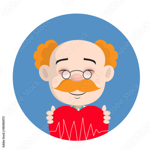 Smiling Cardiology Specialist with Heart Vector