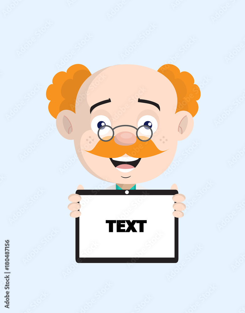 Cheerful Doctor Showing Message on Tablet Vector Cheerful Doctor Showing Message on Tablet Vector