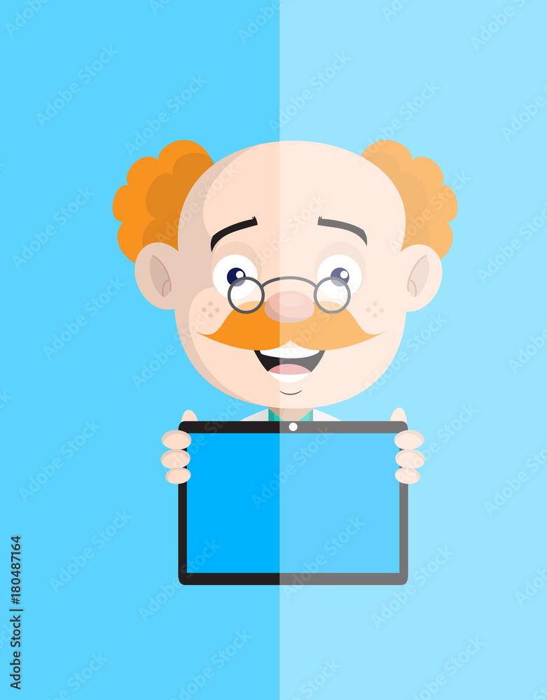 Happy Doctor Showing Tablet Vector Happy Doctor Showing Tablet Vector