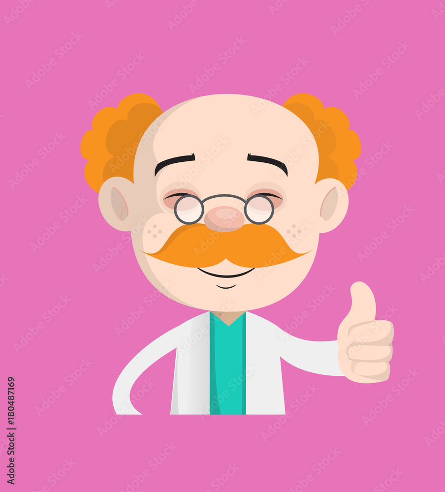 Smiling Adult Doctor Showing Thumbs Up Vector