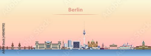 Berlin city skyline at sunrise vector illustration