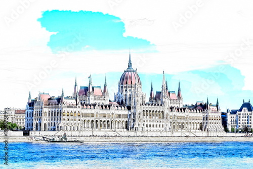 Budapest, Parlament Aquarell