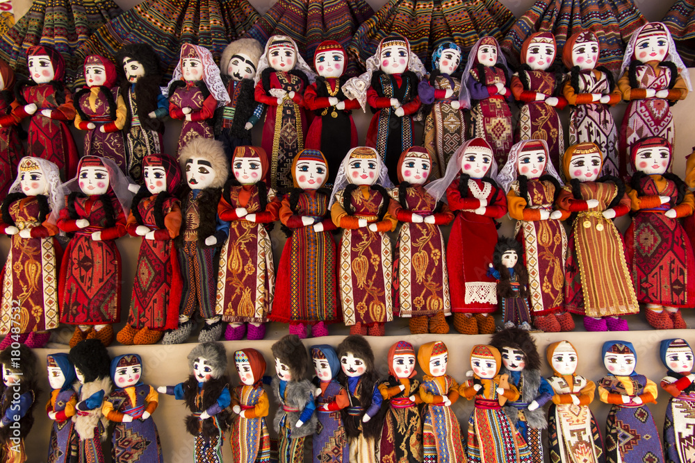 colorful rag dolls as souvenirs from Armenia