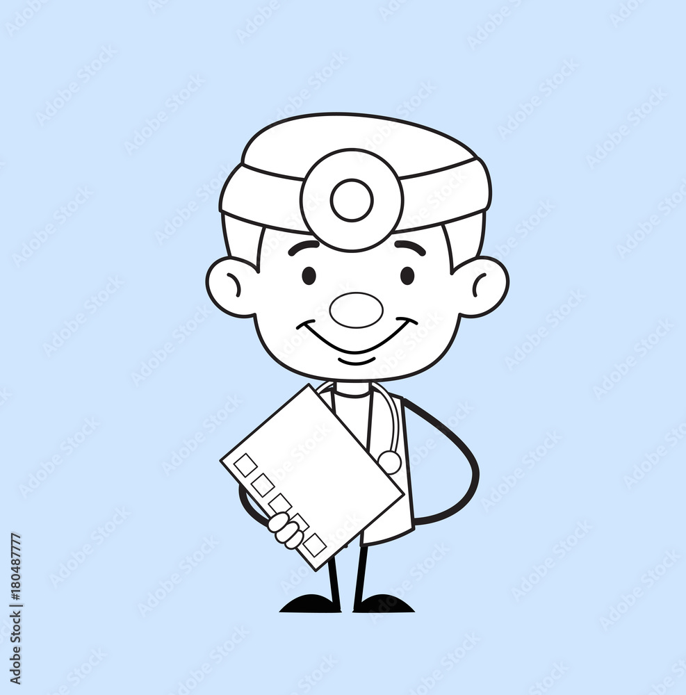 Smiling Cardiology Doctor with Medical Report in Hand Vector Smiling Cardiology Doctor with Medical Report in Hand Vector