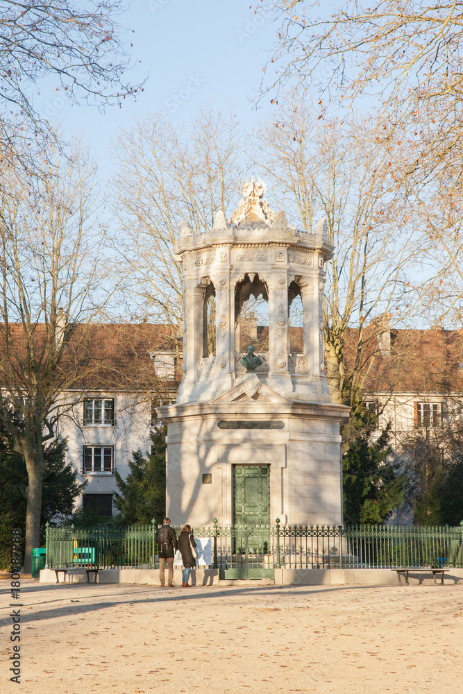Henri Darcy monument in Darcy park (1880), Dijon, Bourgogne Franche-Comte France