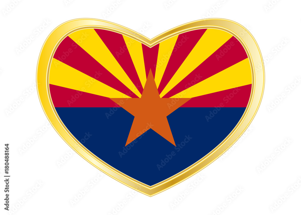 Flag of Arizona in heart shape, golden frame Flag of Arizona in heart shape, golden frame