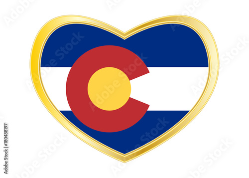 Flag of Colorado in heart shape, golden frame photo