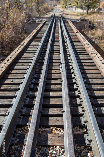 Narrow gauge railroad tracks in Durango, Colorado