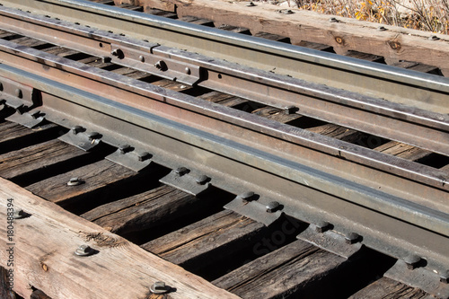 Close up of railroad tracks in Durango, Colorado © karagrubis